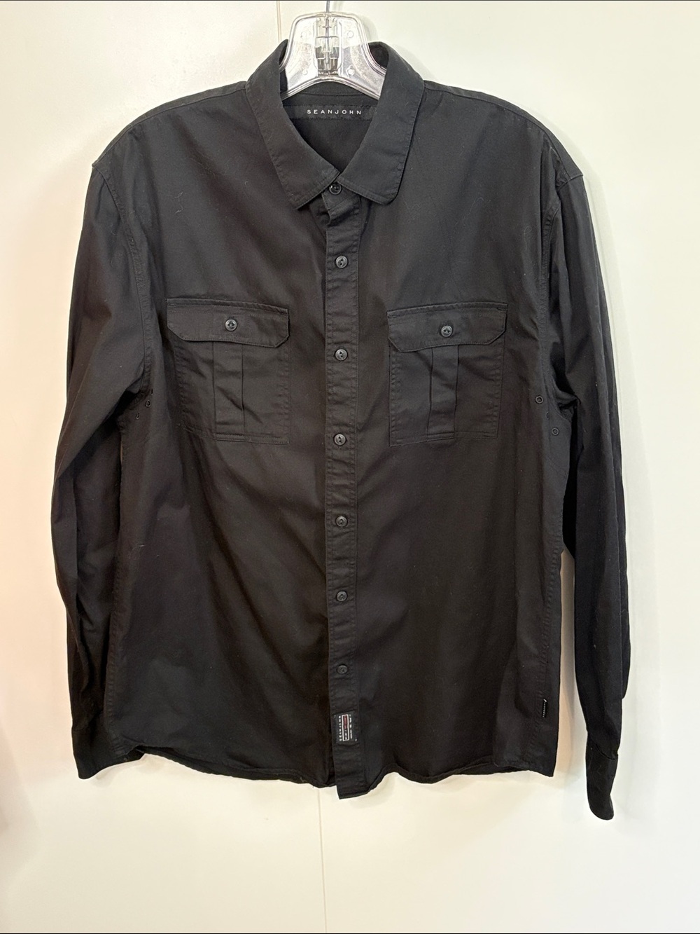Sean John Black Long-Sleeve Cotton Button Down Shirt L